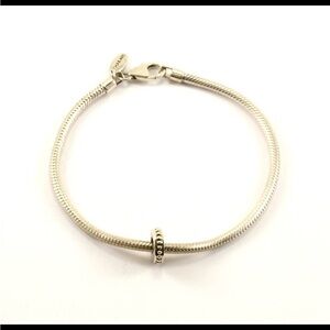 Reflection Beads Snake Design Charm Bracelet 925 Sterling Vintage  0339